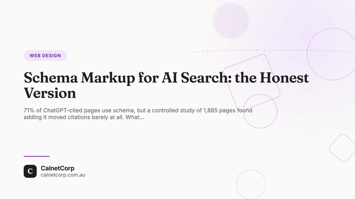 Schema markup for AI search: the five structured data types that matter for an Australian service business